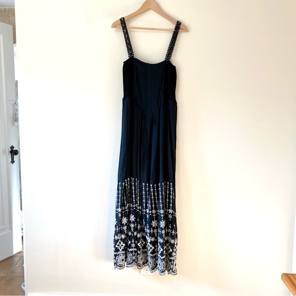 Parker June Embroidered Maxi Dress Black White Added Straps Medium - Picture 4 of 11